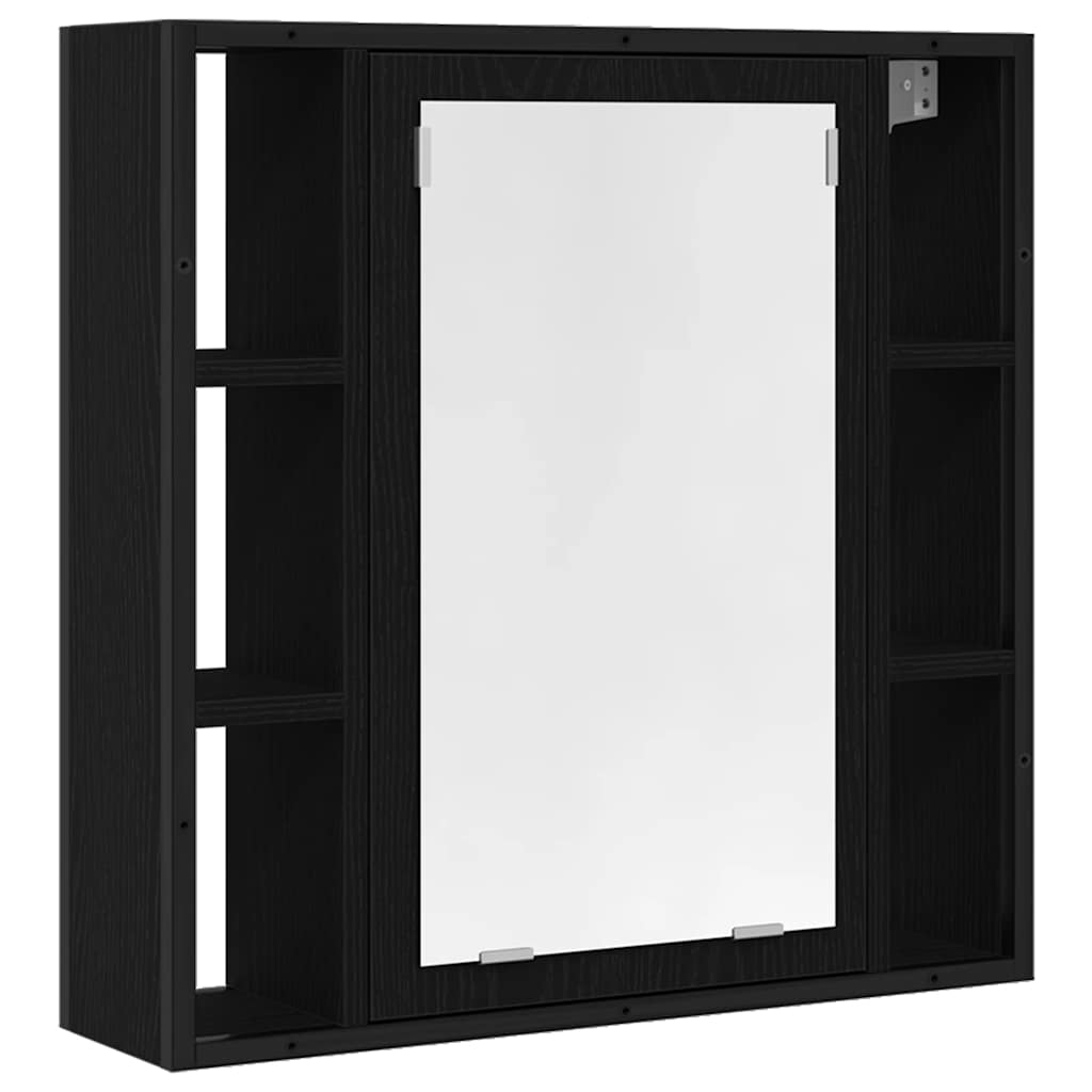 Armario de baño con espejo de madera de ingeniería de roble negro 60x16x60 cm