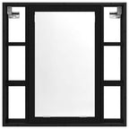 Armario de baño con espejo de madera de ingeniería de roble negro 60x16x60 cm