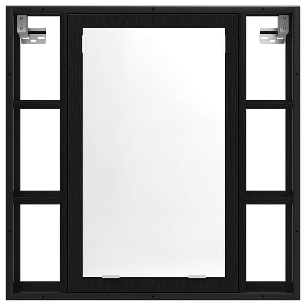 Armario de baño con espejo de madera de ingeniería de roble negro 60x16x60 cm