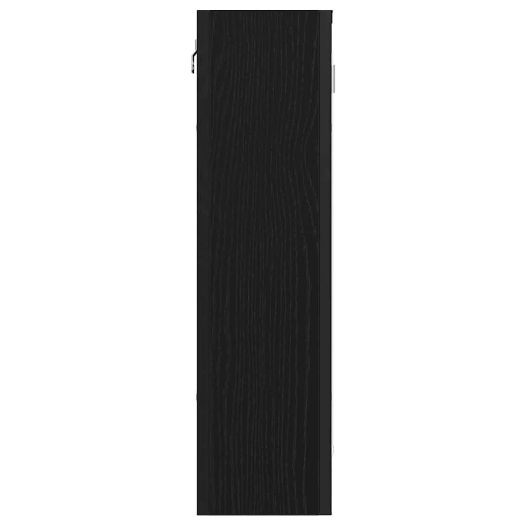 Armario de baño con espejo de madera de ingeniería de roble negro 60x16x60 cm