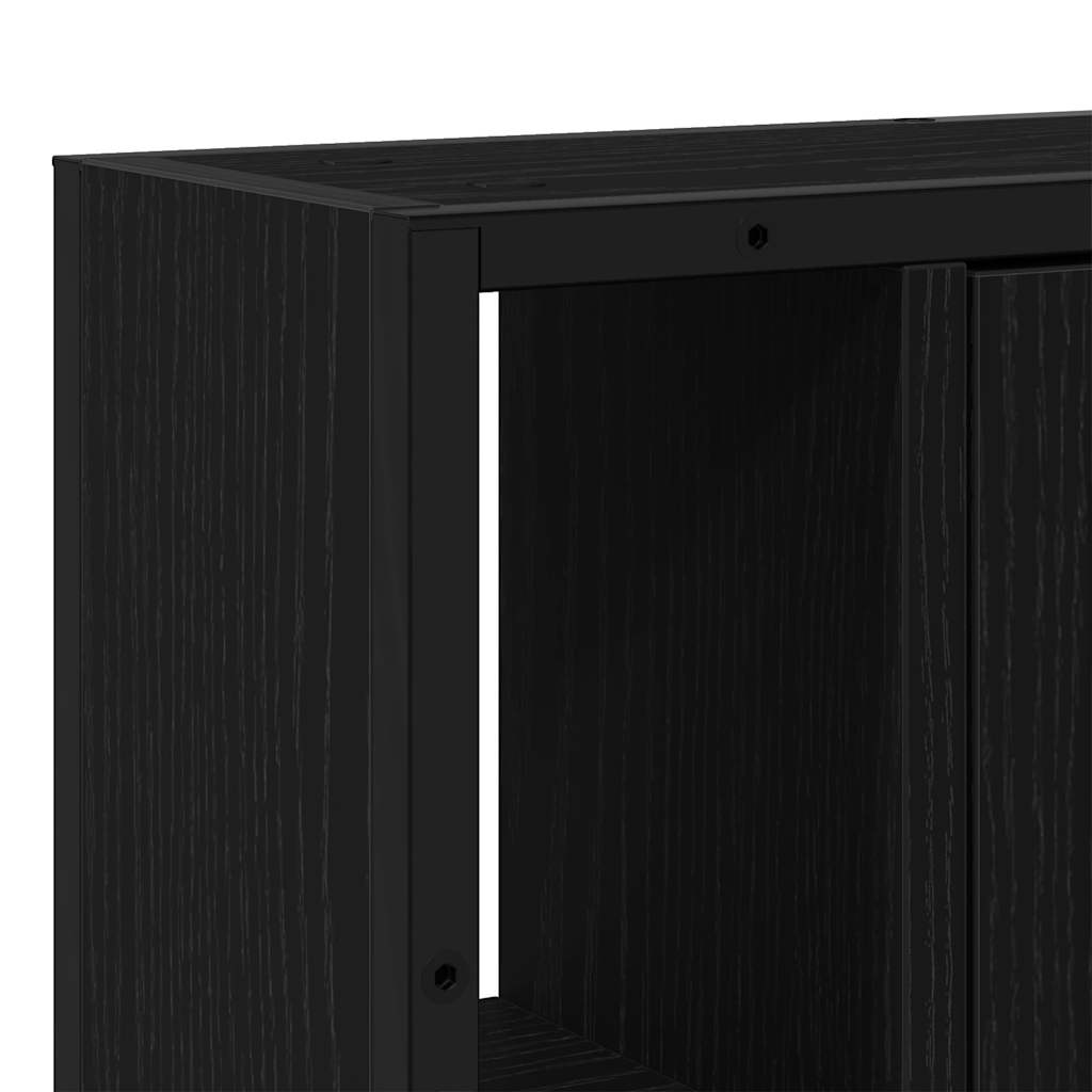 Armario de baño con espejo de madera de ingeniería de roble negro 60x16x60 cm