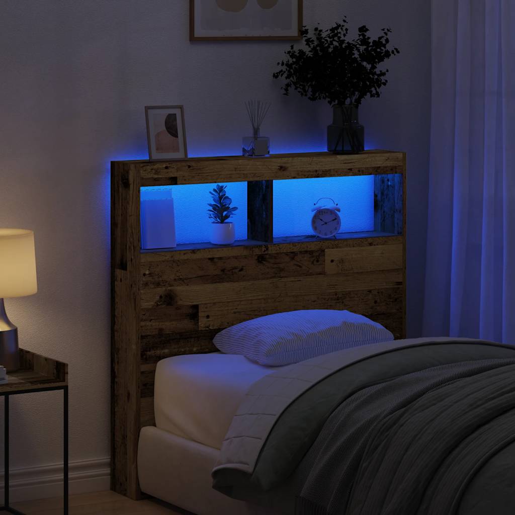 Cabecero de cama con LED blanco 100x17x102 cm