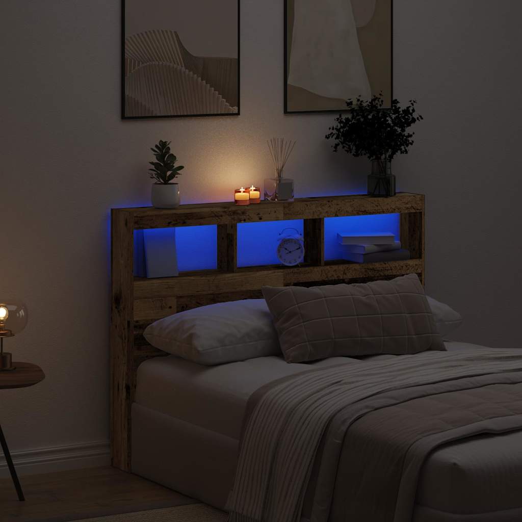 Cabecero de cama con LED blanco 100x17x102 cm