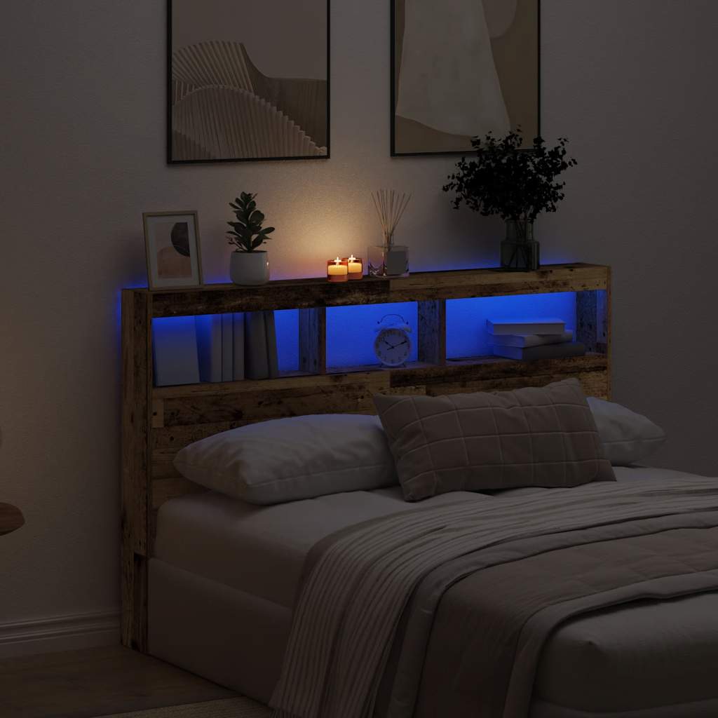 Cabecero de cama con LED blanco 100x17x102 cm