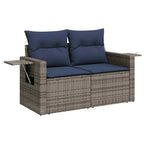 Set sofás jardín y cojines 5 pzas ratán sintético gris