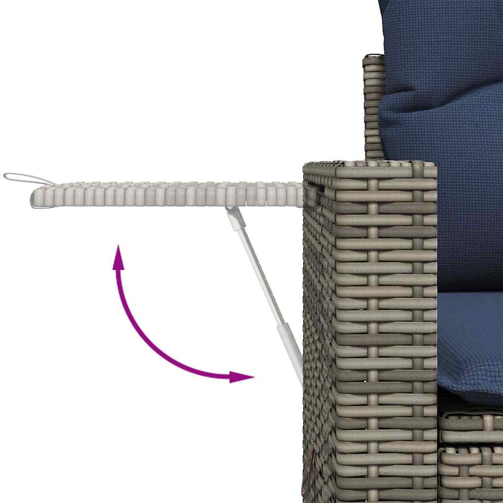Set sofás jardín y cojines 5 pzas ratán sintético gris