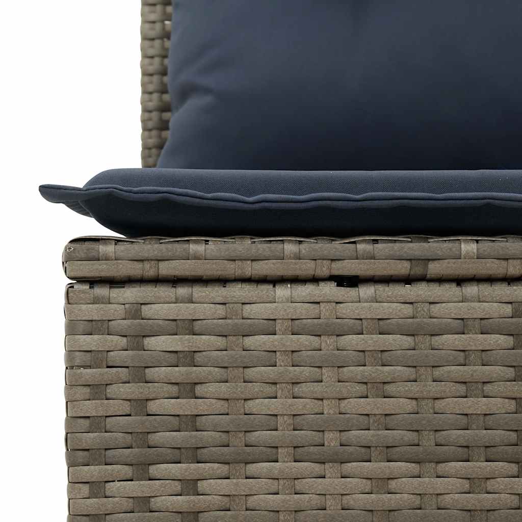 Set sofás jardín y cojines 5 pzas ratán sintético gris