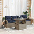 Set sofás jardín y cojines 5 pzas ratán sintético gris