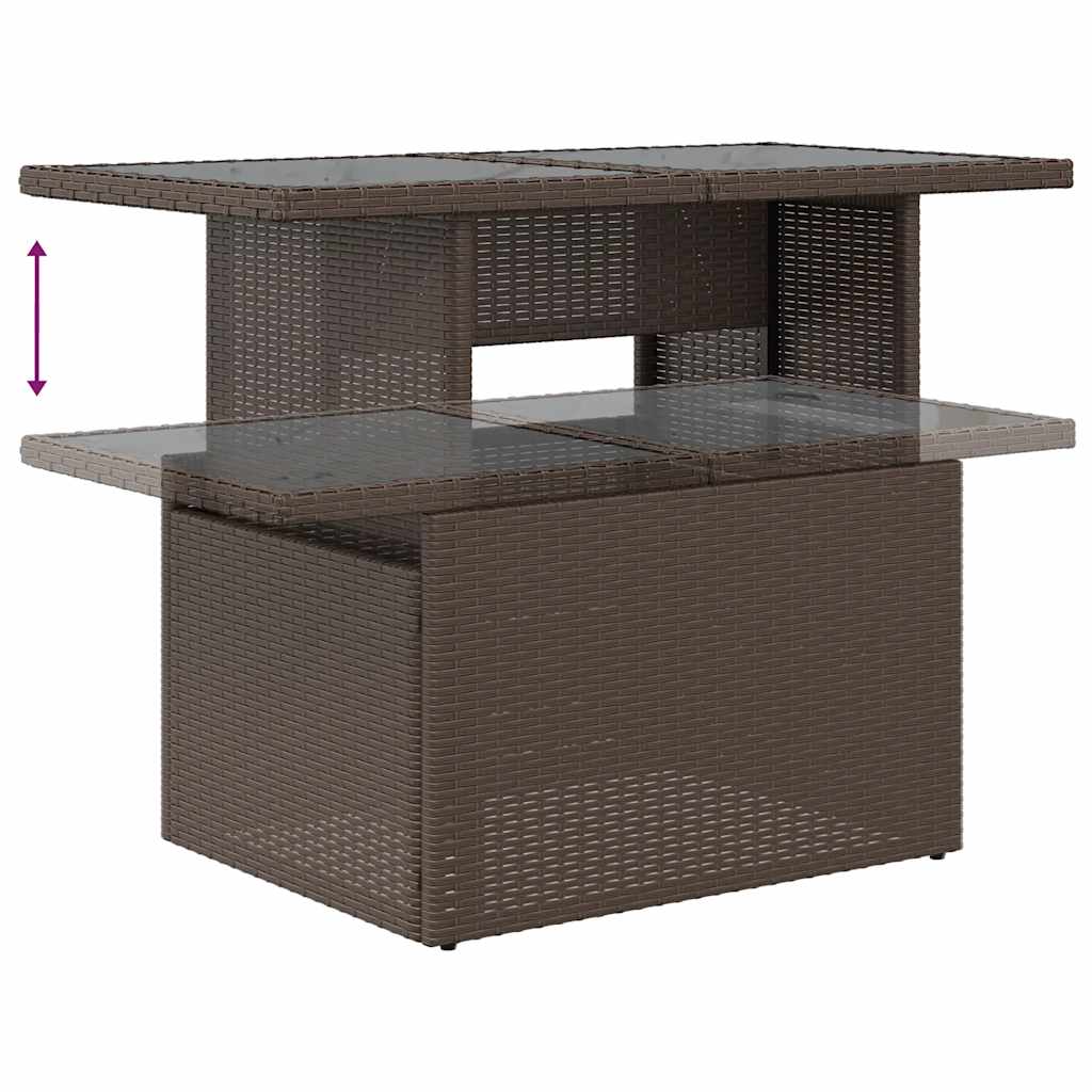 Set sofás jardín y cojines 5 pzas ratán sintético acacia marrón