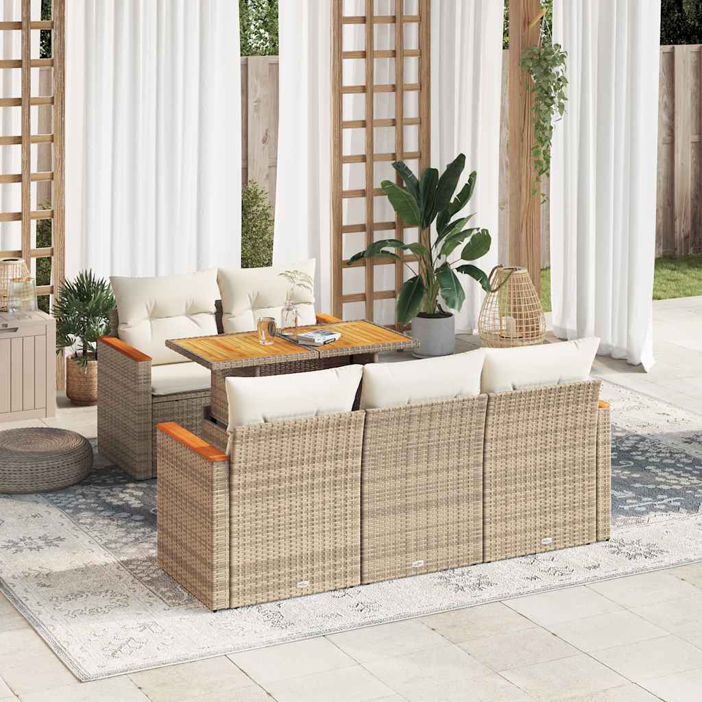 Set sofás jardín y cojines 5 pzas ratán sintético gris