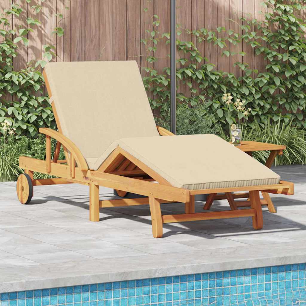 Tumbona 2 pcs Beige 200 x 67 x 84 cm Madera de Acacia Sólida