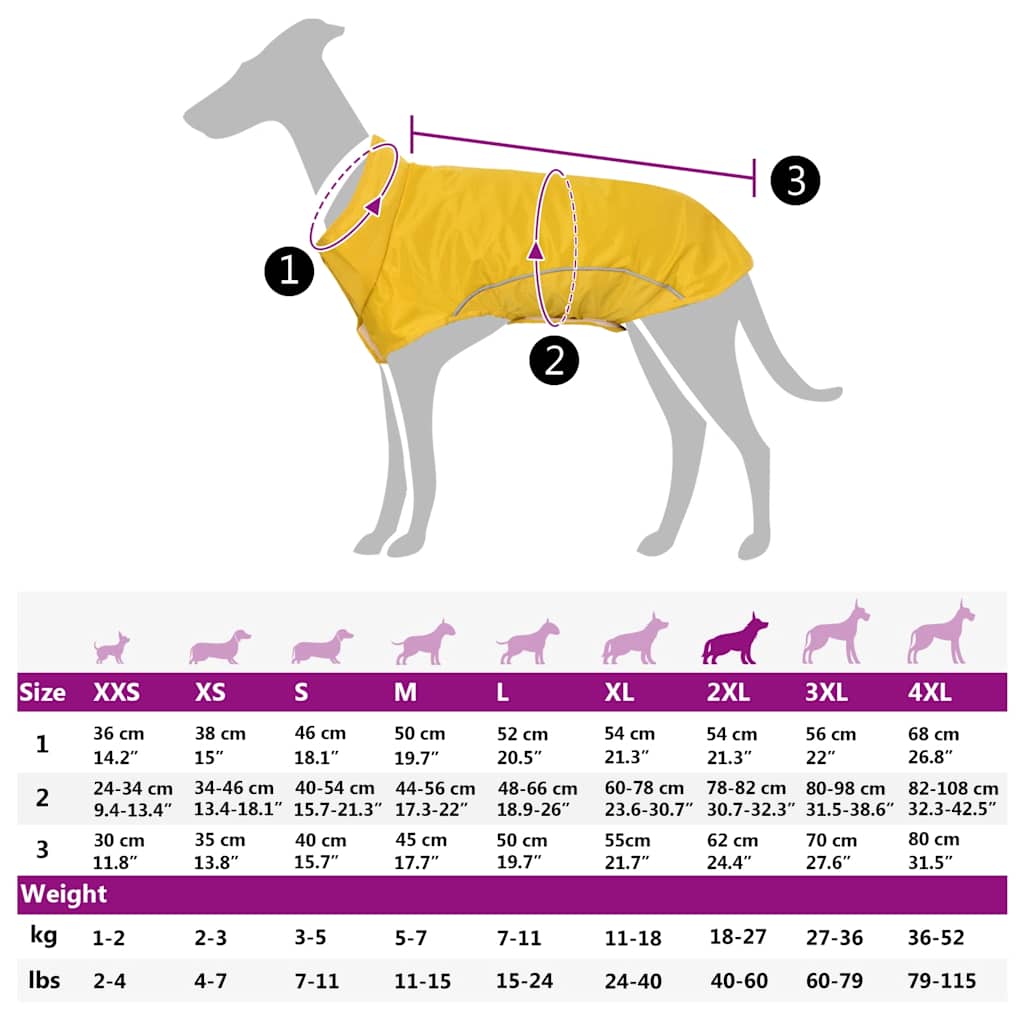 Chubasquero para perros con bandas reflectantes amarillo 2XL