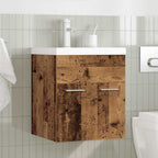 Mueble fregadero con lavabo y grifo empotrados madera vieja