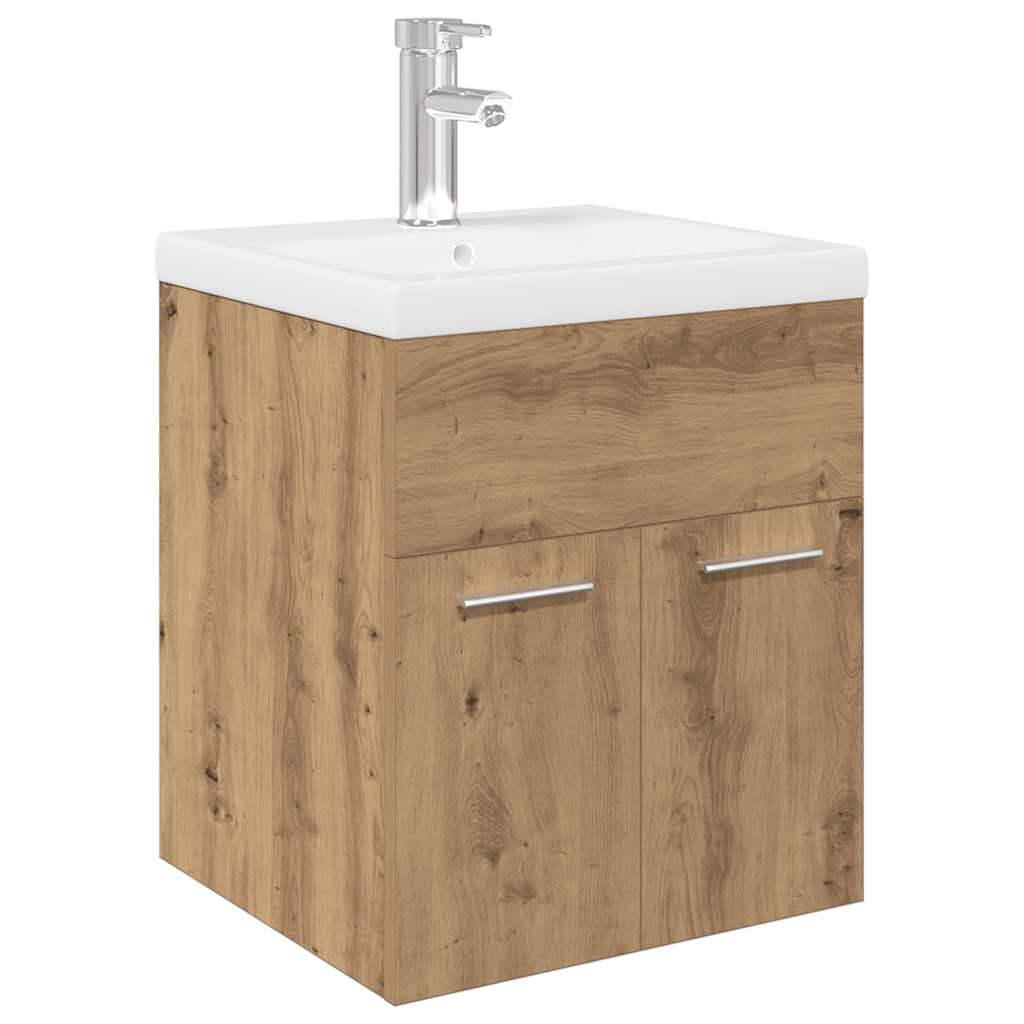 Mueble para lavabo con lavabo integrado y grifo roble artesanal