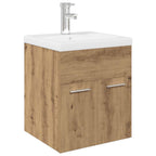 Mueble para lavabo con lavabo integrado y grifo roble artesanal
