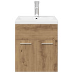 Mueble para lavabo con lavabo integrado y grifo roble artesanal