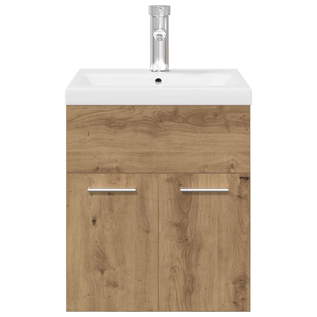 Mueble para lavabo con lavabo integrado y grifo roble artesanal