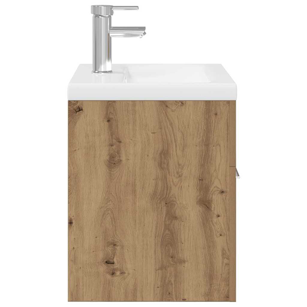 Mueble para lavabo con lavabo integrado y grifo roble artesanal