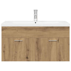 Mueble para lavabo con lavabo empotrado artesanal de roble