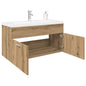 Oak handcrafted integrated sink vanity