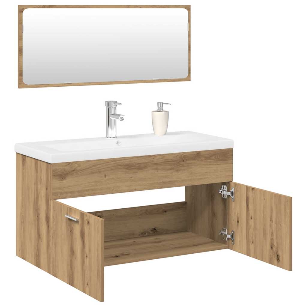 Conjunto de muebles de baño 3 piezas color roble Sonoma