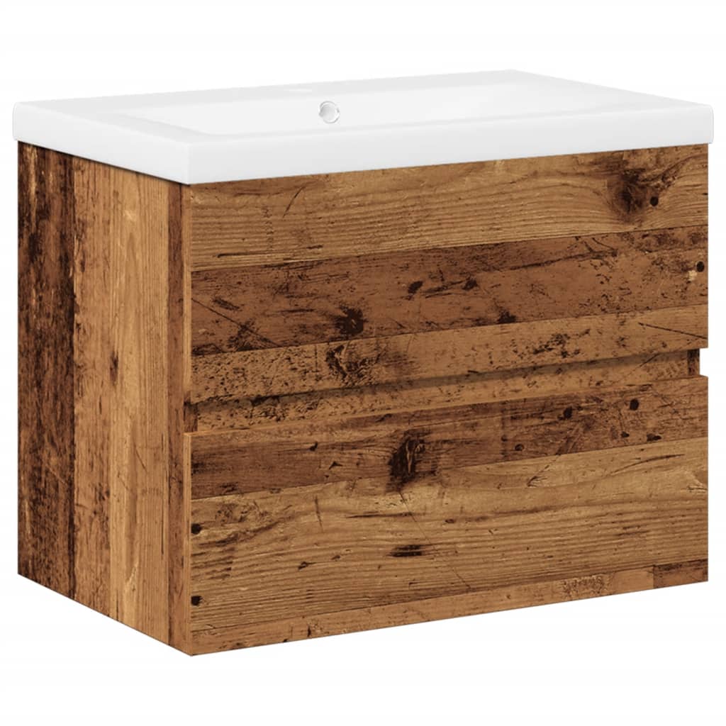 Mueble con lavabo integrado madera envejecida