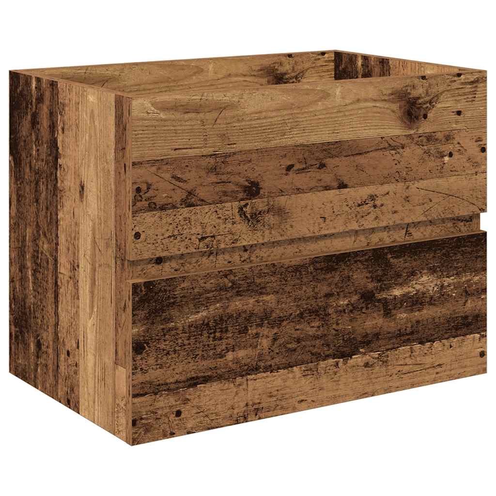 Mueble lavabo con lavabo integrado y grifo madera vieja
