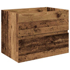 Mueble lavabo con lavabo integrado y grifo madera vieja