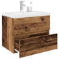 Mueble lavabo con lavabo integrado y grifo madera vieja