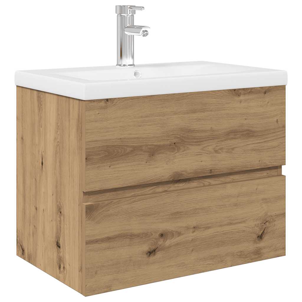 Mueble para lavabo con lavabo integrado y grifo roble artesanal