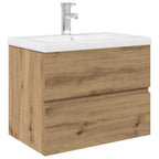Mueble para lavabo con lavabo integrado y grifo roble artesanal