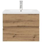 Mueble para lavabo con lavabo integrado y grifo roble artesanal
