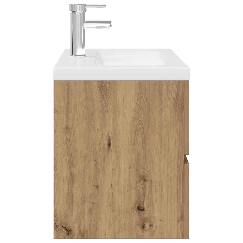 Mueble para lavabo con lavabo integrado y grifo roble artesanal