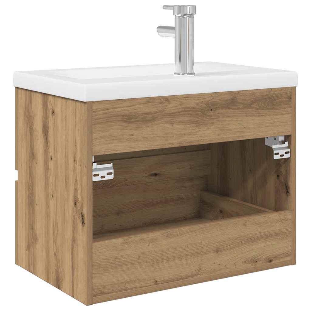 Mueble para lavabo con lavabo integrado y grifo roble artesanal