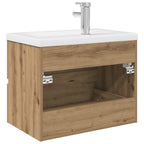 Mueble para lavabo con lavabo integrado y grifo roble artesanal