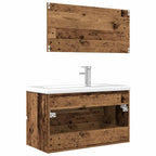 Juego de muebles de baño 3 piezas madera ingeniería envejecida