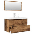 Juego de muebles de baño 3 piezas madera ingeniería envejecida