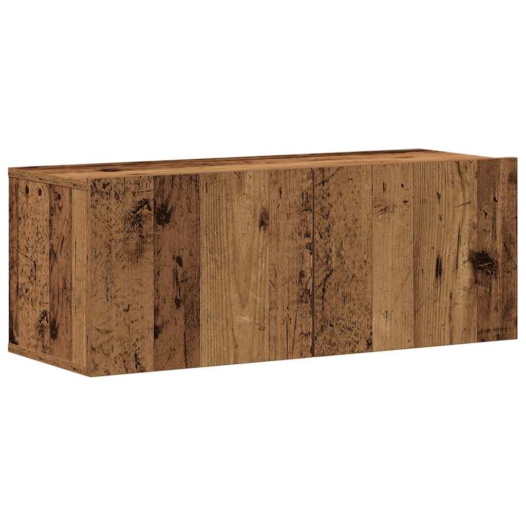 Conjunto de mueble de TV 8 piezas montado la pared madera vieja