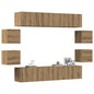Mueble para TV de pared madera contrachapada artesanal 8 piezas