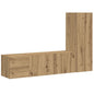 Muebles de TV de pared 3 uds madera ingeniería roble artesanal