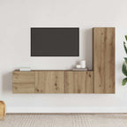 Muebles de TV de pared 3 uds madera ingeniería roble artesanal