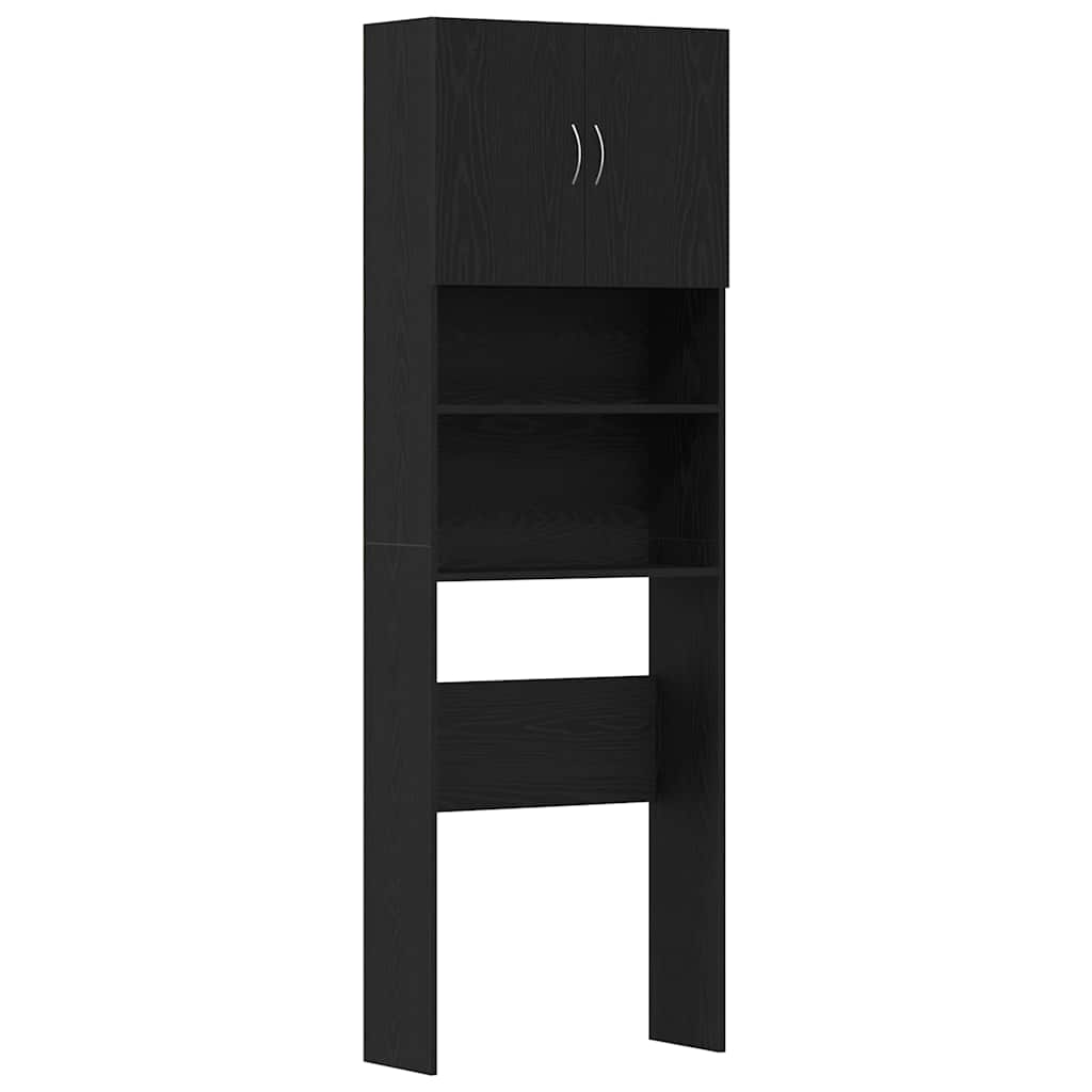 Mueble para lavadora de madera de roble negro 64x24x190 cm