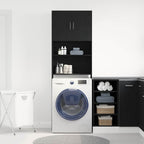 Mueble para lavadora de madera de roble negro 64x24x190 cm