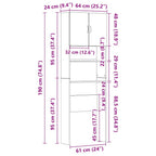 Mueble para lavadora de madera de roble negro 64x24x190 cm