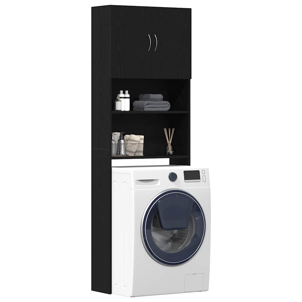 Mueble para lavadora de madera de roble negro 64x24x190 cm