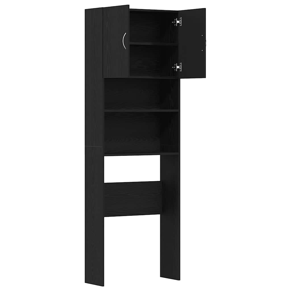 Mueble para lavadora de madera de roble negro 64x24x190 cm