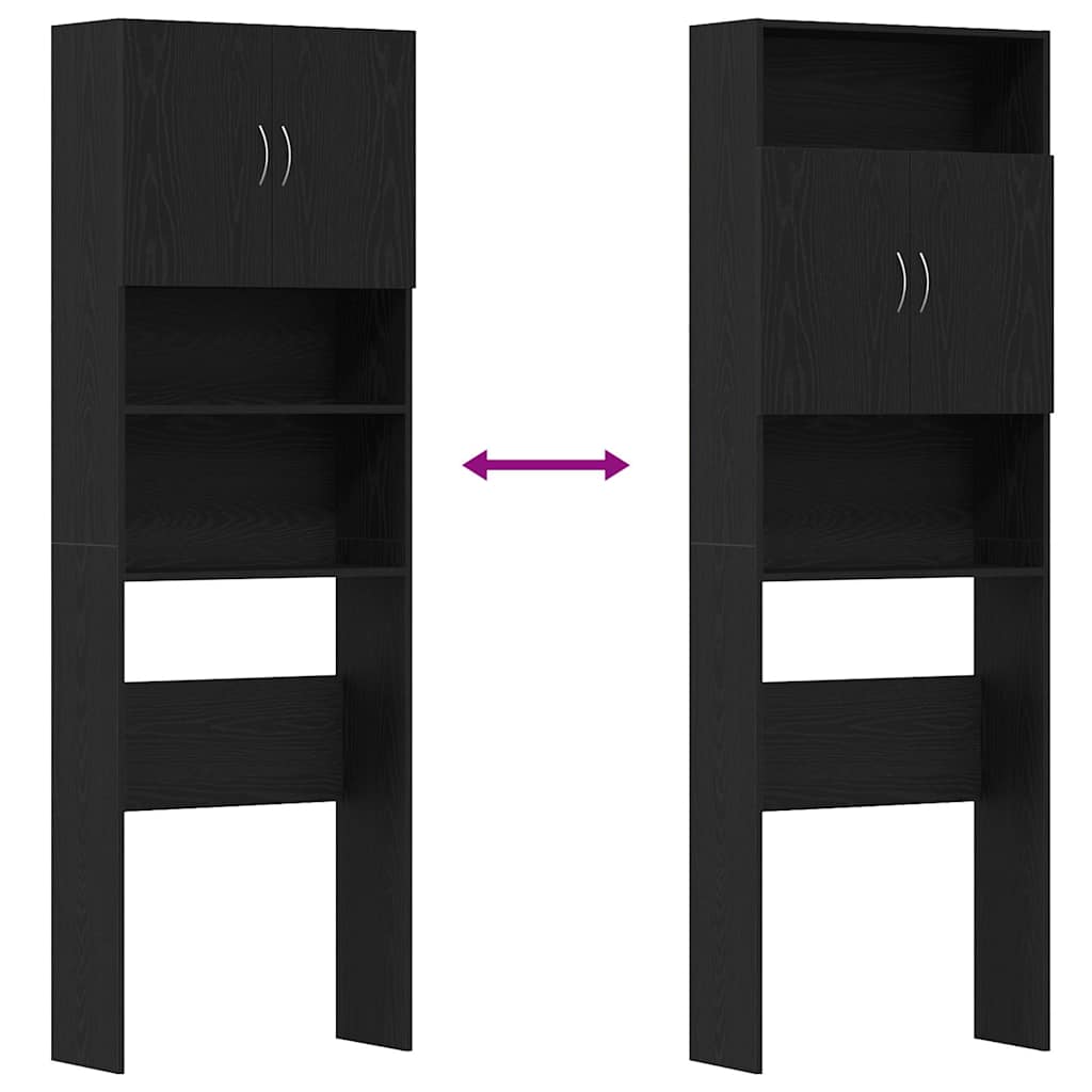 Mueble para lavadora de madera de roble negro 64x24x190 cm