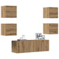 Conjunto de mueble de TV 2 piezas montado la pared madera vieja