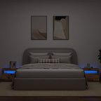 Mesilla de noche con luces LED madera vieja 60x35x40 cm