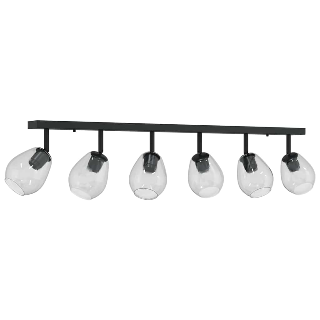 Foco de techo con focos Negro 110,5 x 13 x 26 cm Vidrio y Metal